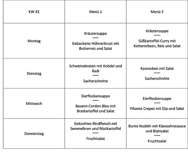 Mittagsmenü KW42