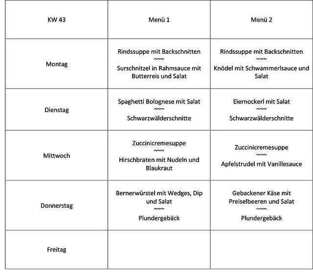 Mittagsmenü KW43