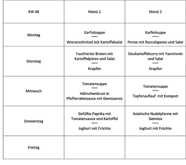 Mittagsmenü KW46