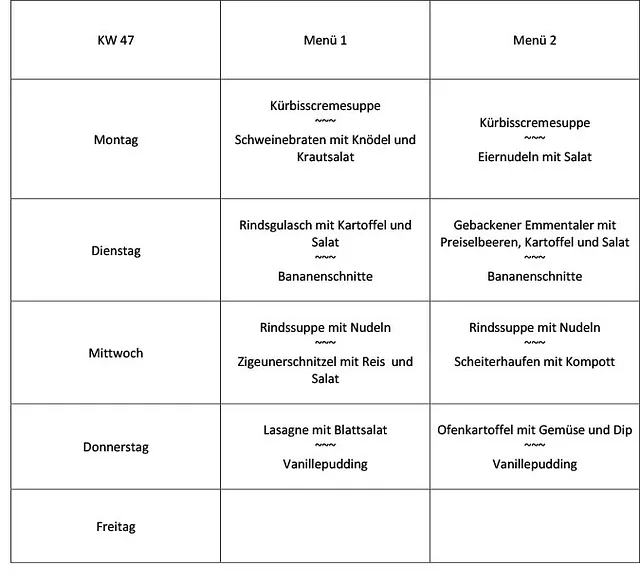 Mittagsmenü KW45